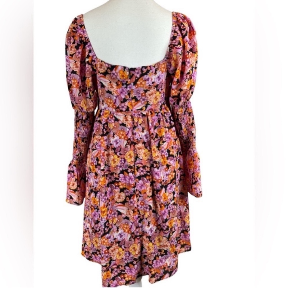 BCBGENERATION Floral Mini Dress Smocked Arms w/Bell Sleeves, Two Sizes 4 & 8. - Picture 3 of 11